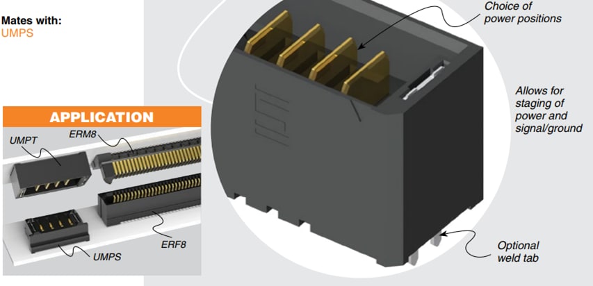 Samtec mPower™ 2 mm UMPT/UMPS Ultra-Mikro-Leistungssteckverbinder